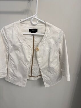 Talbots White Cropped Single-Button Jacket